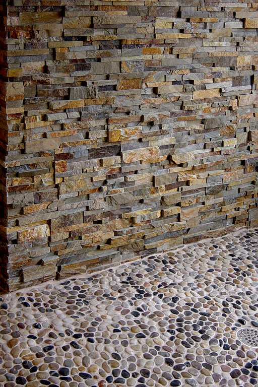 Stacked Stone Feature Wall in a shower that has been sealed for protection and ease of use.
